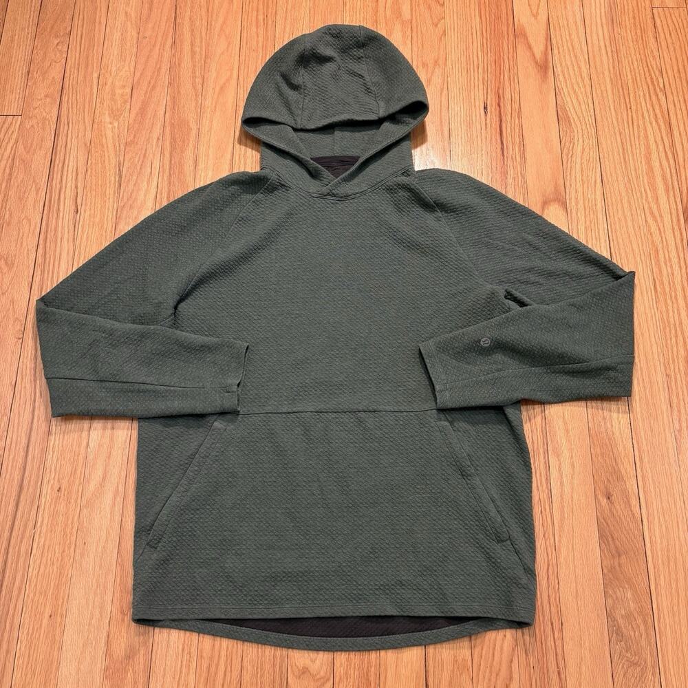 Lululemon At Ease Men’s Size Large Green Double Knit Textured Active Hoodie